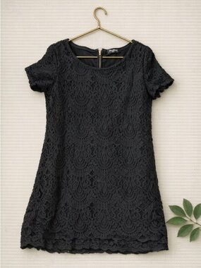 Streetwear Society Black Lace Mini Dress – Elegant Layered Style | Size L